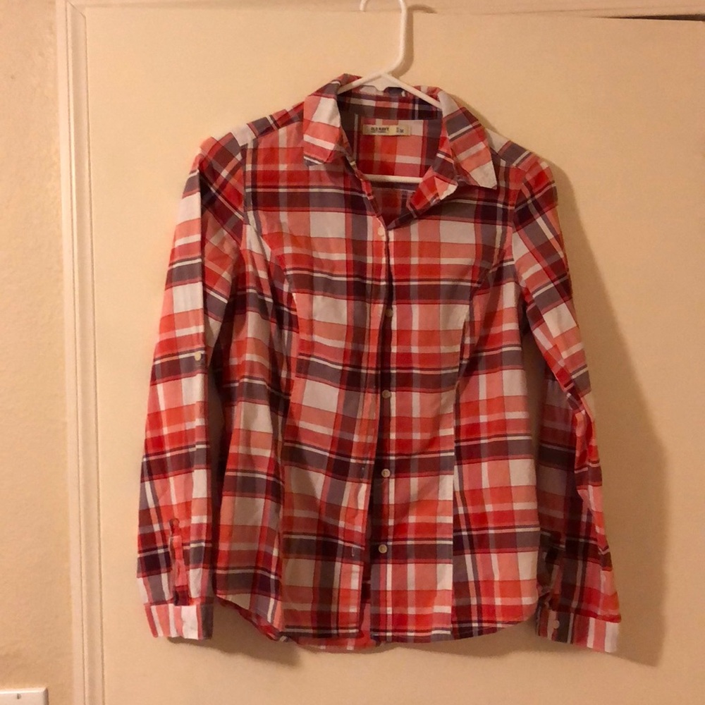 Old Navy Red/Orange Plaid Shirt